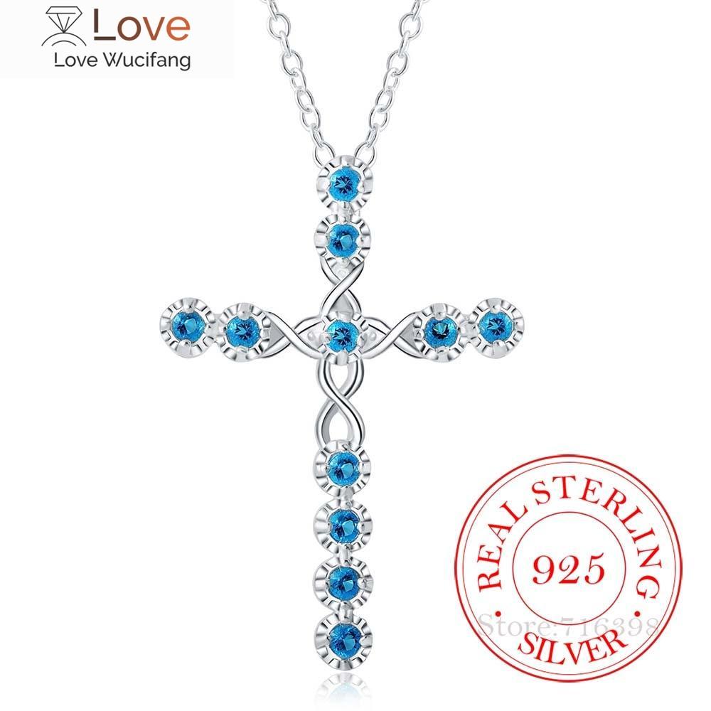 Новое поступление модное ожерелье с крестом аксессуары Ture 100% стерлинговое серебро 925 пробы кристалл Cz подвески ожерелье для женщин ювелирные изделия