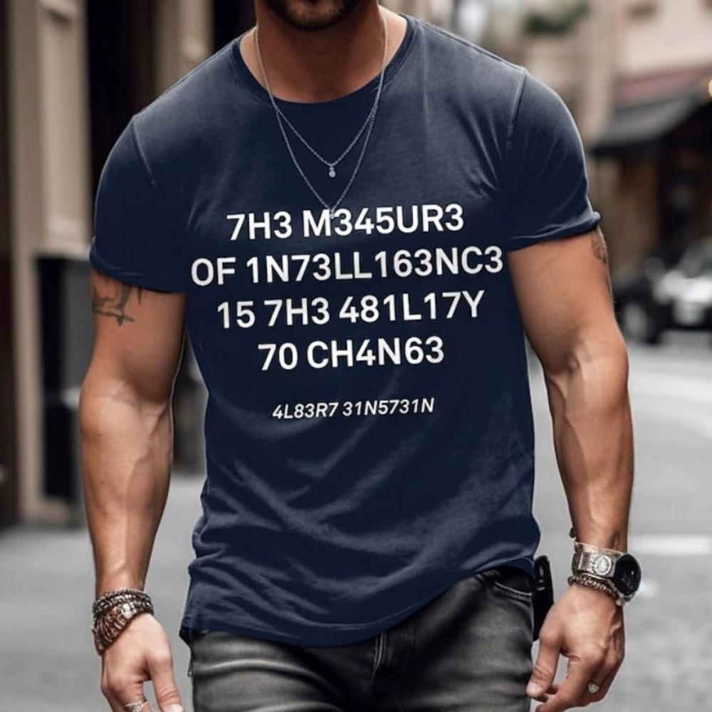 Europe And The United States Fashion Men's Tops New Letters Printed Short-sleeved T-shirt Street Style Plus Size Clothing