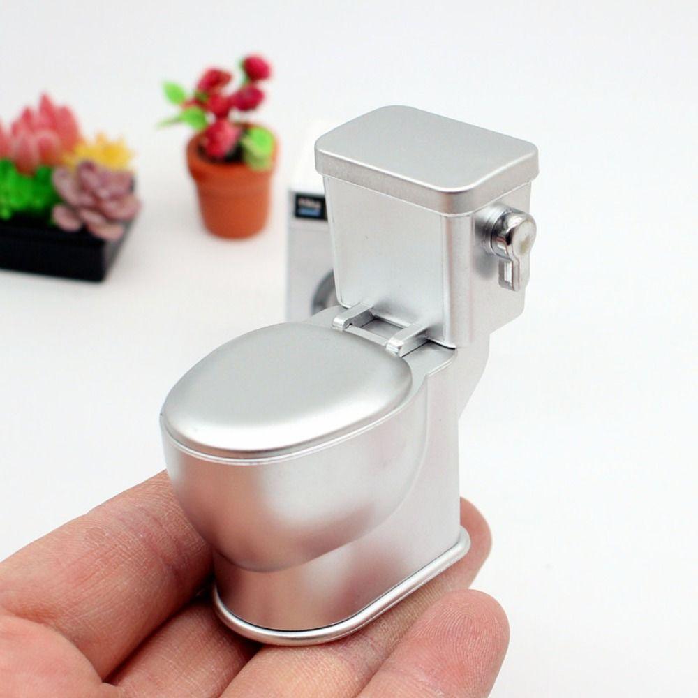 Flushing Sound Dollhouse Toilet Scene Prop Miniature Toilet Toys Dolls Accessories