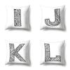 Polyester Pillow Case Pencil Drawing Geometric Decorative Print 26 English Letters Pillow Cushion Cover Simple
