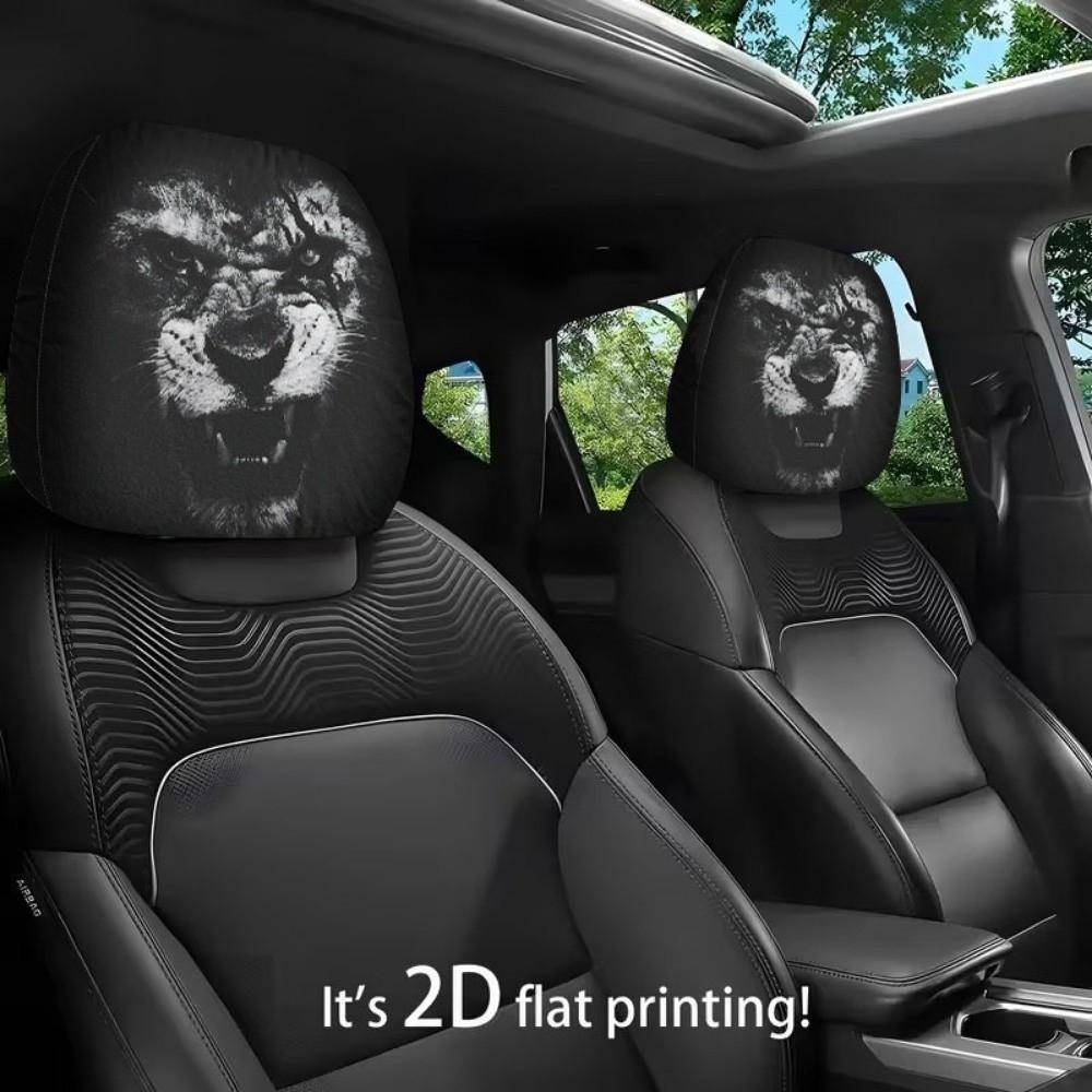 2PCS Washable Scary Eye Car Headrest Covers Elastic Car Seat Headcover Gift for Car Lover