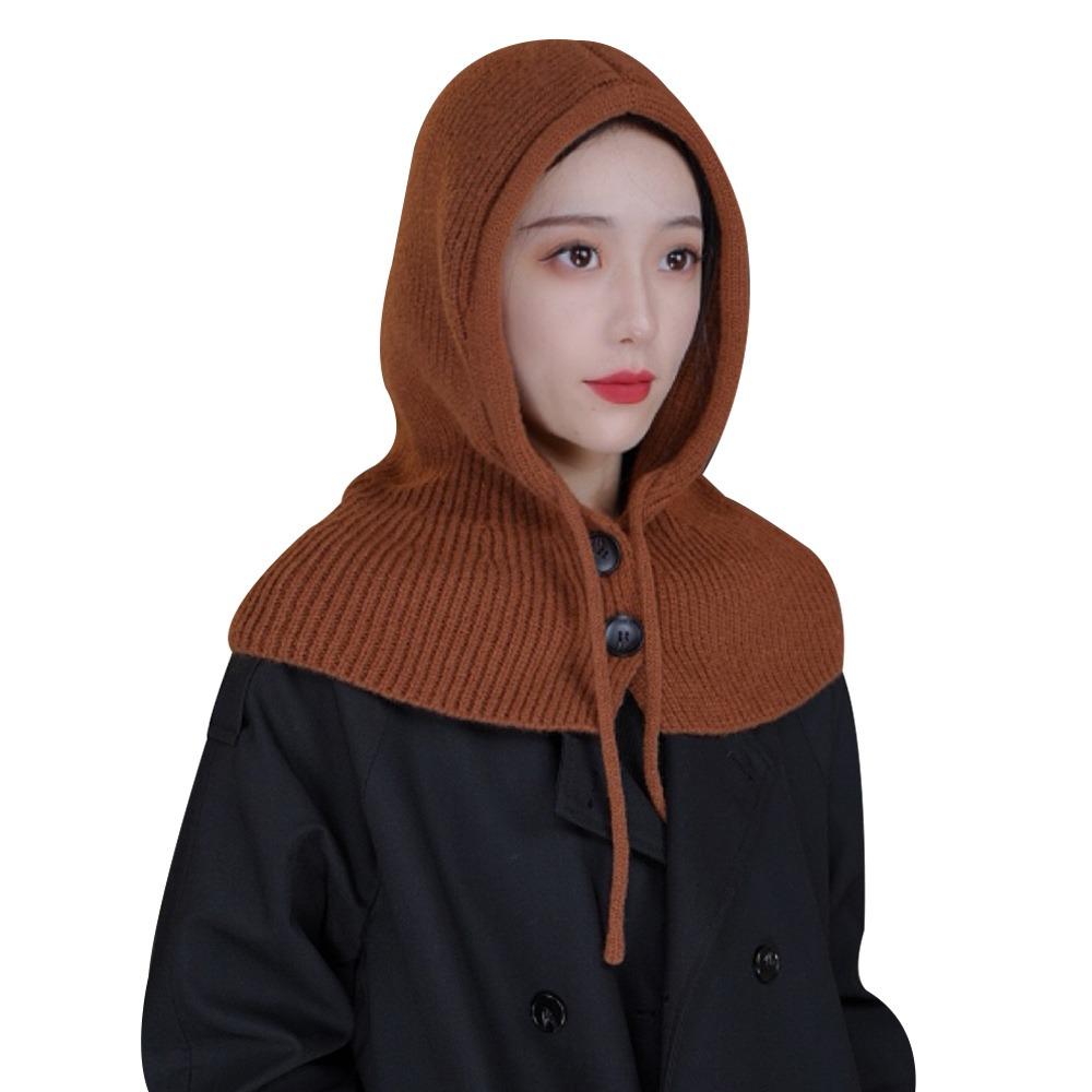 Fashion Ear Protection Winter Balaclava Windproof Drawstring Hooded Beanie Hats Warm Knitted Hooded Cap Unisex