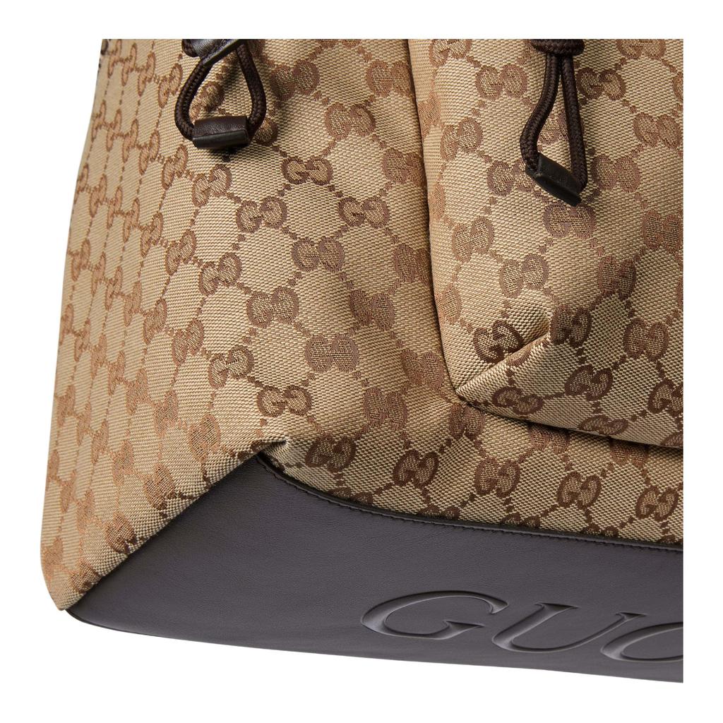 Gucci Logo Zip Closure Canvas Backpack Medium Men backpack Beige Ebony 824624-FAEHZ-9795