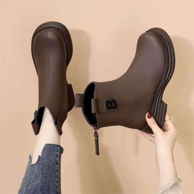 Челси женские осенне-зимние новые бархатные теплые на толстой подошве тонкие ботинки Мартин женские из мягкой кожи