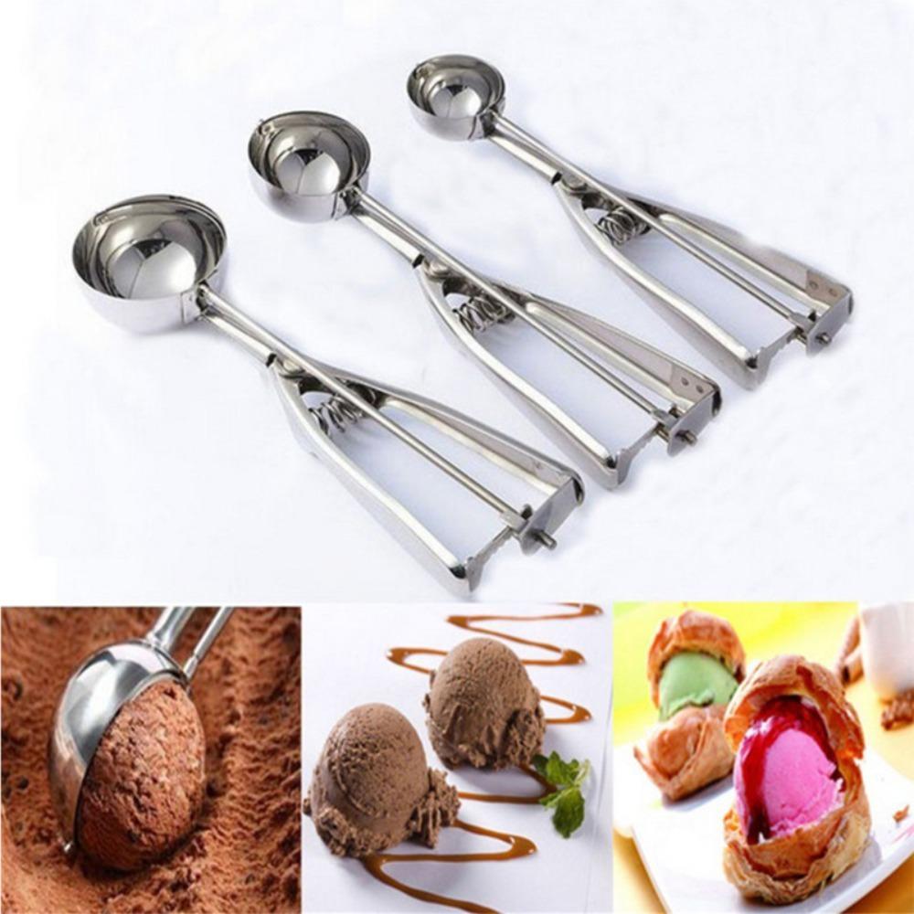 Sale Kitchen Accessories Stainless Steel Spring Handle Mash Potato Scoop Food Grade Ice Cream Spoon