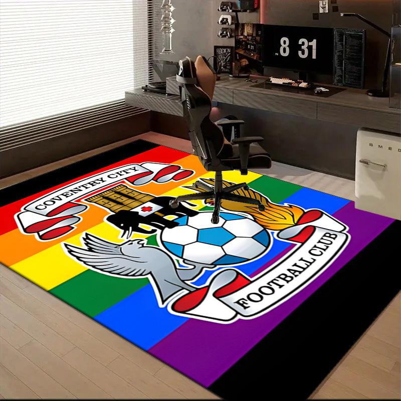 Coven-try Football Club Crest Printed Office Carpet Chair Cushion Entryway Rug, Rugs for Living Room, Bedroom Christmas gifts