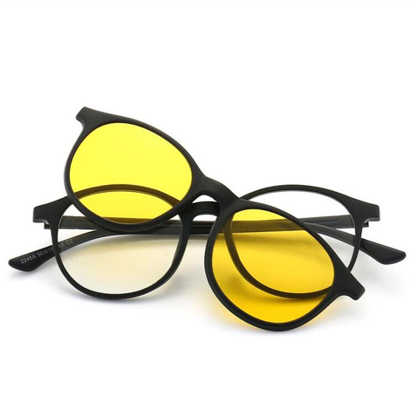 2245 Magnet Clip Round Myopia Glasses 0 -0.5 -1.0 -2.0 To -6.0  Hyperopia Sunglasses +0.5 +1.0 +2.0 To +6