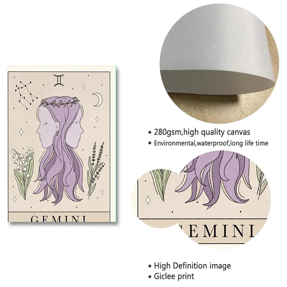 Плакаты с созвездиями и принты, Весы, Лев, Рыбы, Телец, кошка, настенная живопись на холсте, скандинавская детская спальня, украшение для дома, картина