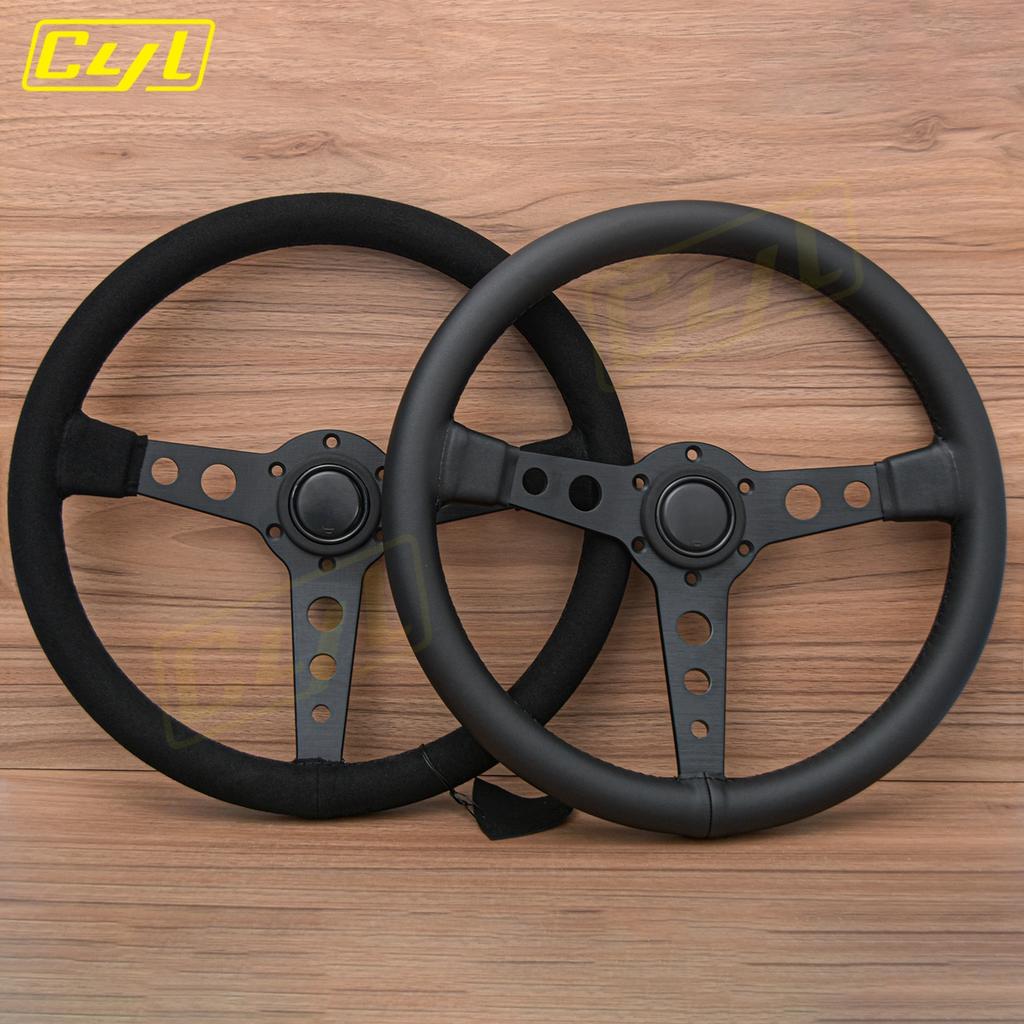 JDM Prototipo Style Black Edition Steering Wheel 14inch Leather Modified Sports Steering Wheel Car Accessories