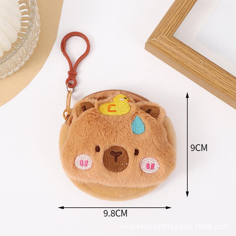 Новый креативный аниме-кошелек Capybara, плюшевый кошелек для монет, модный мини-кошелек для монет, круглый мультяшный кулон с сумками