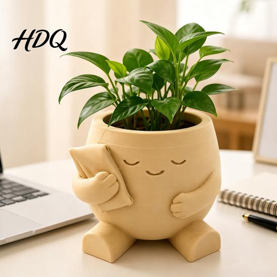 Суккулент Горшок 3D Печатный Милый Персонаж Горшок Спящее Лицо Цветок с Современным Минималистичным Горшком для Растений Подушка Мини Настольный Контейнер
