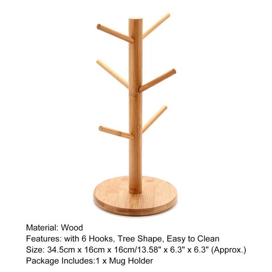 Mug Holder Rustic Display Wood Strong Bearing Coffee Cup Holder for Home