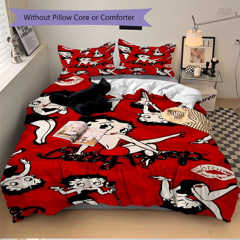 Betty Boop Adventures Print 3Pcs Bedding Setduvet Cover With 2 Bedropillowcase Home Birthday Gift