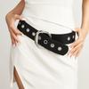 Color Fashion Solid Large Metal Buckle Decoration Women Casual Wide Belt