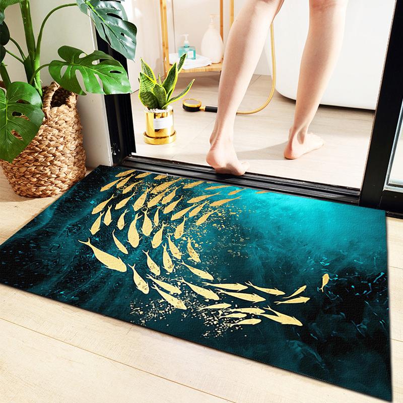European Crystal Velvet Absorbent Floor Mat for Entrance, Bathroom, Bedroom, or Living Room - Washable.