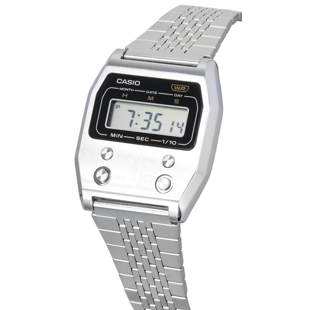 Casio Винтажные цифровые кварцевые часы унисекс из нержавеющей стали A1100D-1