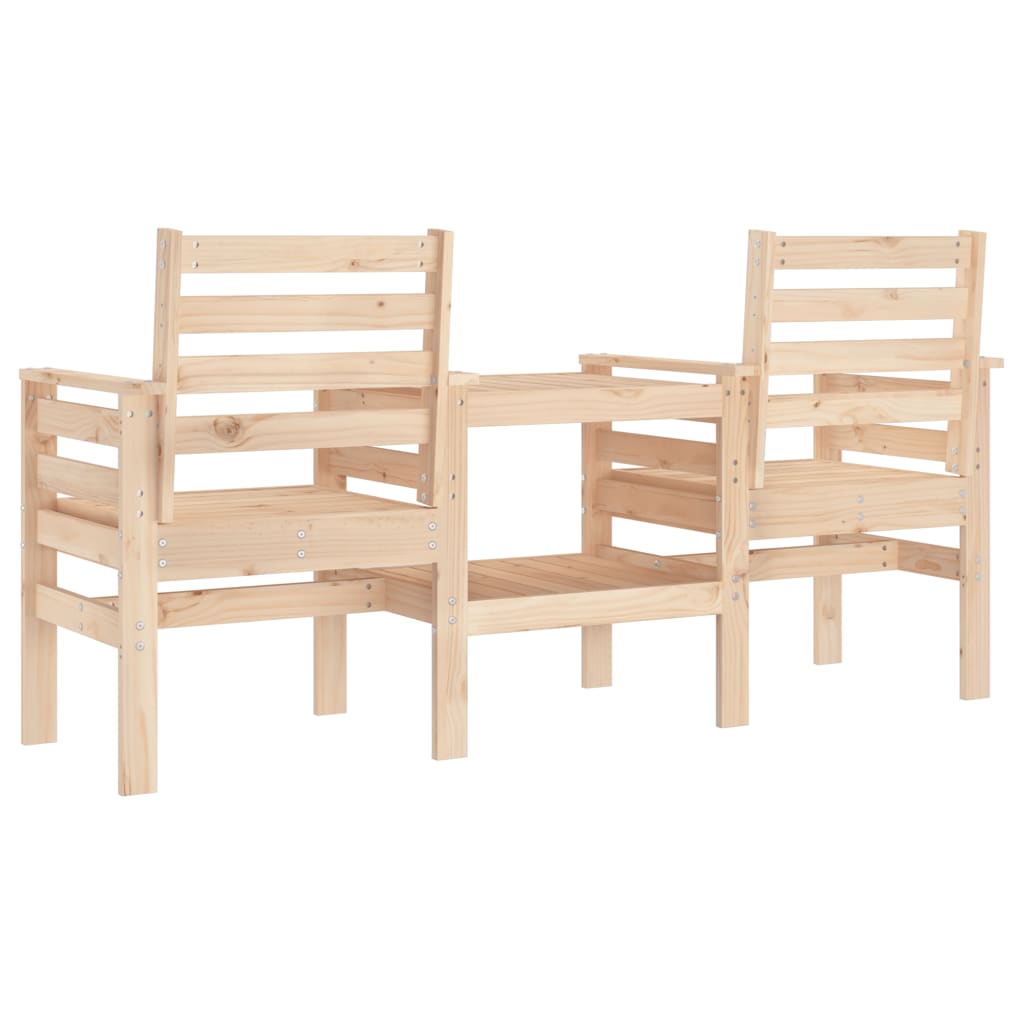 Garden Bench with Table 2 Seater Solid Pine Wood