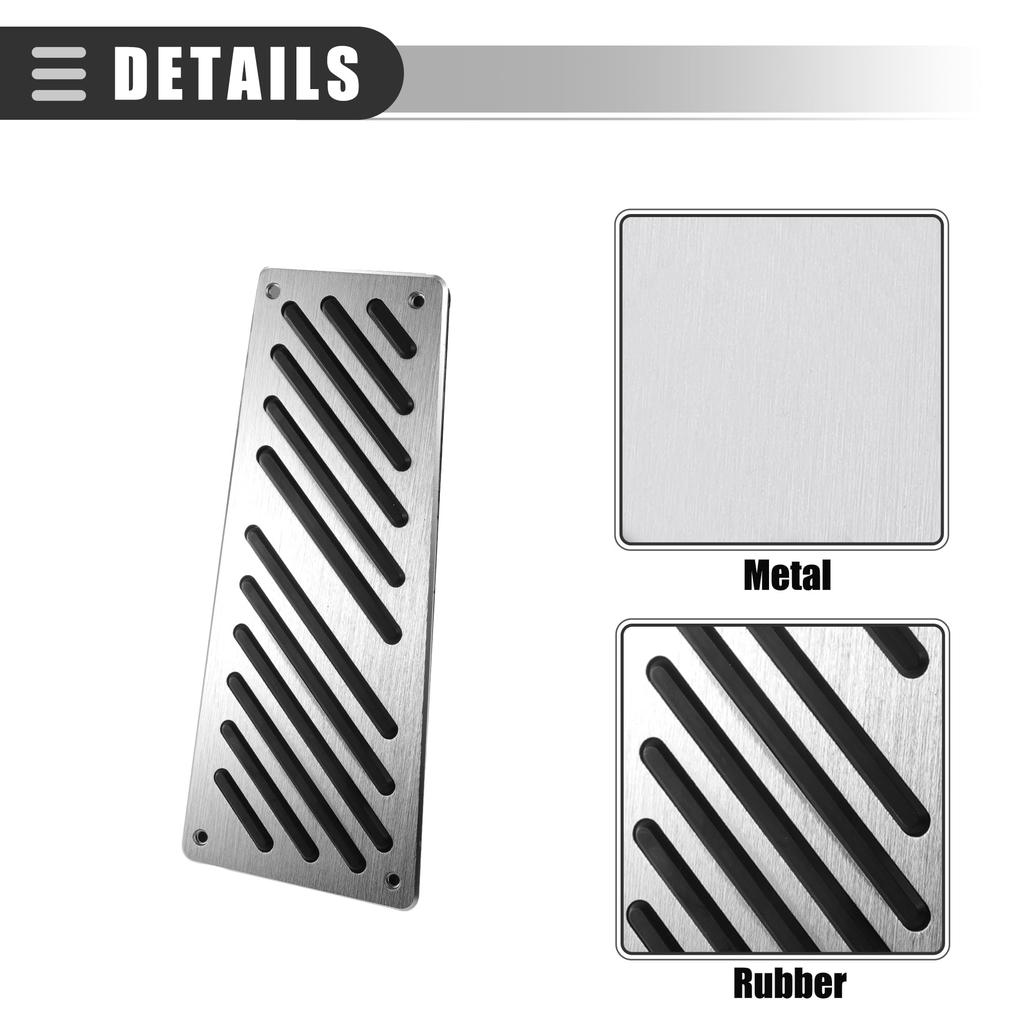 Motoforti Gas Accelerator Brake Footrest Pedal Pad Covers for Mercedes-Benz Smart ForTwo 2009-2014, Metal Black Silver Tone, 1 Set