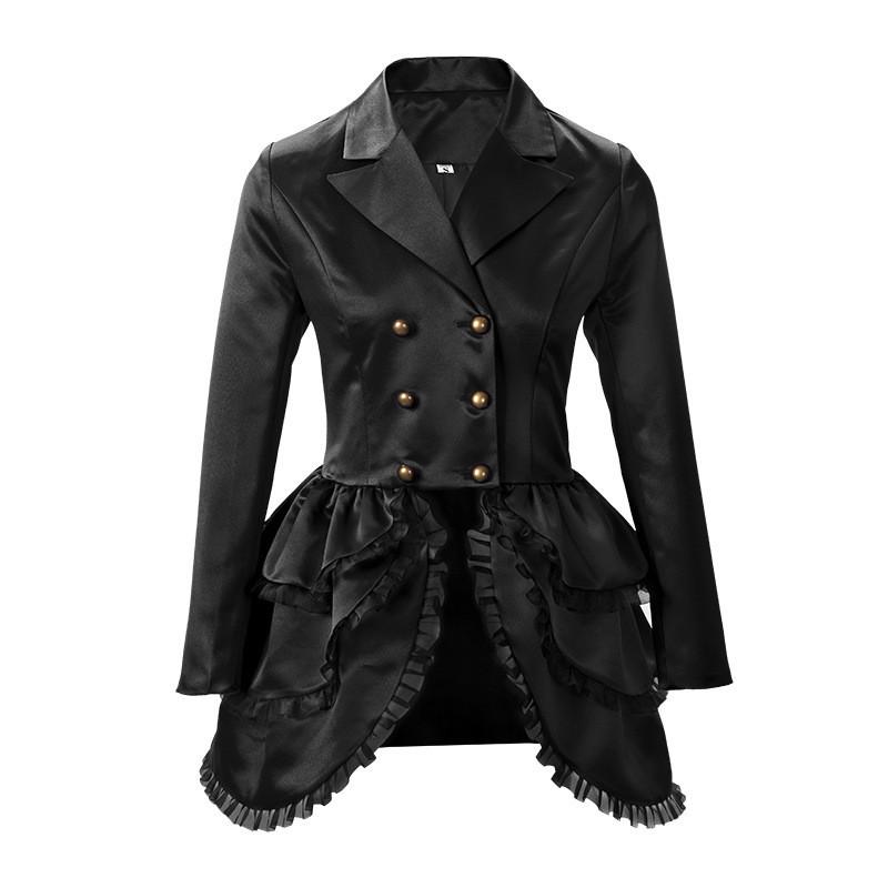 Women's Double-breasted Lace Trim Medieval Renaissance Cos Stage Performance Outfit
