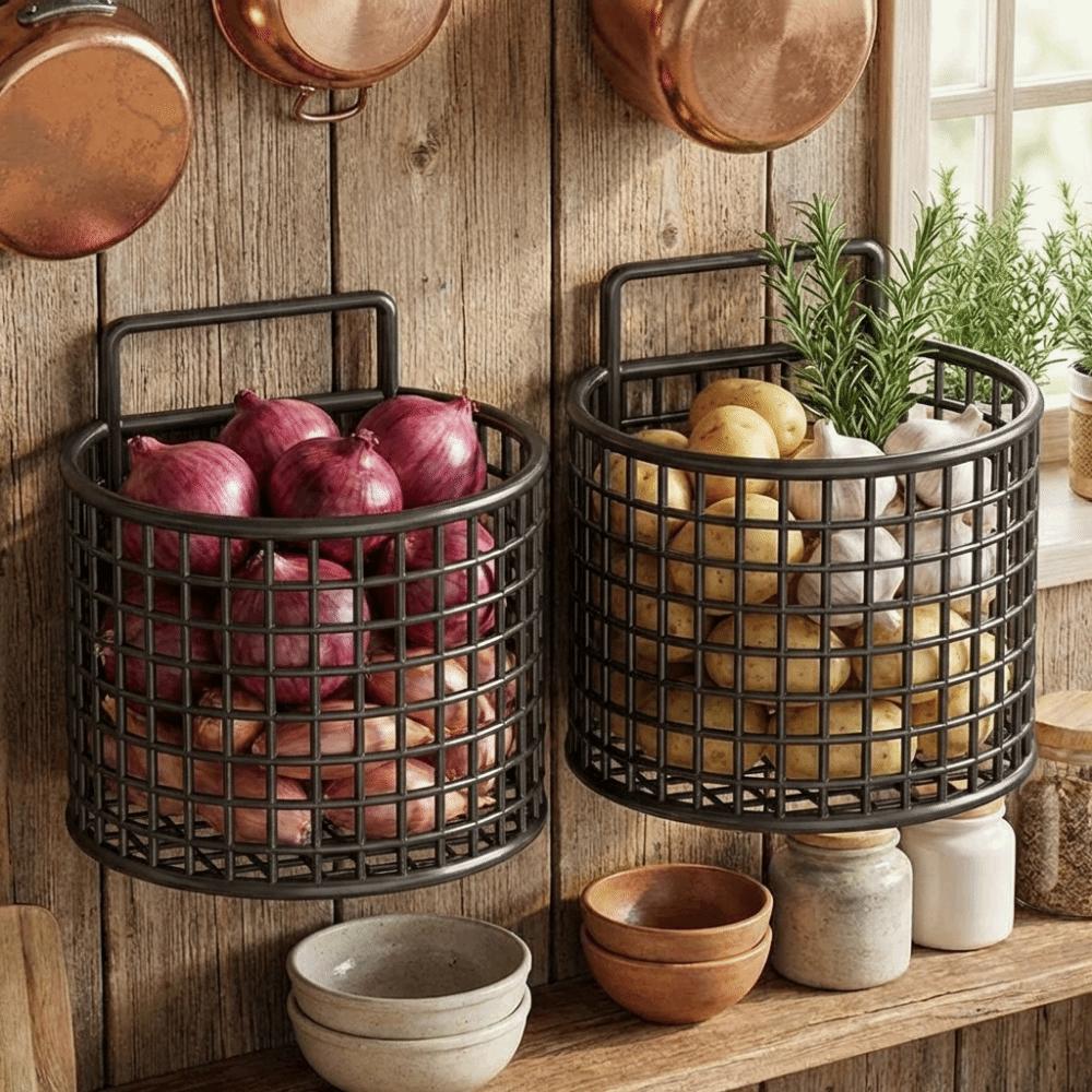 1/2/3 Grids Wall Mounted Storage Basket Large Capacity Comb Storage Bucket Kitchen Shelf  Bathroom