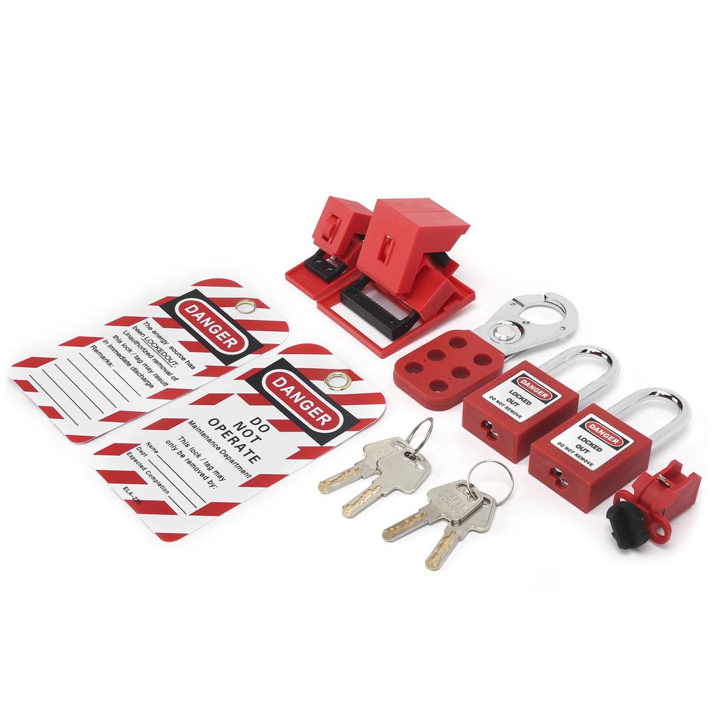 Safety Lockout Tagout Kit Lockset Fitting Tools Multifunctional Portable with Pocket Bag