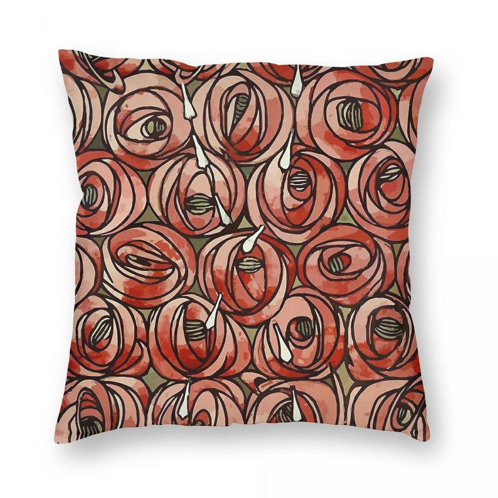 Charles Rennie Mackintosh Roses Teardrops Square Pillowcase Polyester Linen Velvet Printed Pillow Room Cushion Cover x