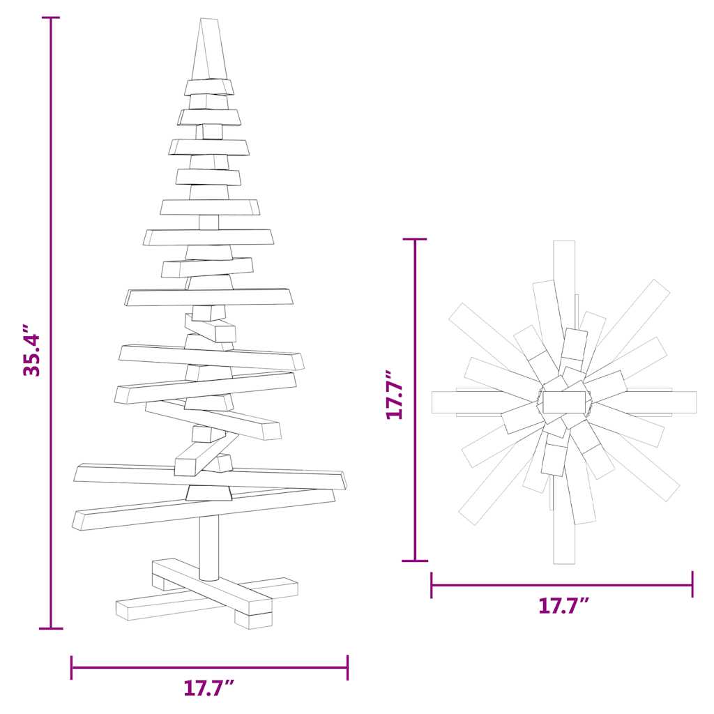 Wooden Christmas Tree Solid Pine Wood