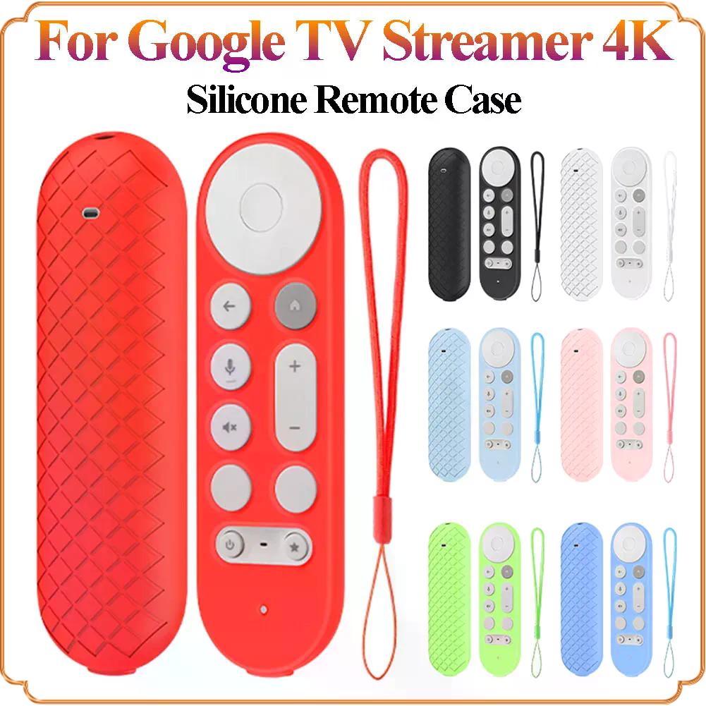 Silicone Remote Case Anti-Slip Protective Cover with Lanyard TV Remote Control Case Remote Cover for Google TV Streamer 4K