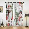 Blue Christmas Tree Christmas Ball Snowflake Print Curtains Bedroom Living Room Drapes Kitchen Window Curtain Home Decoration