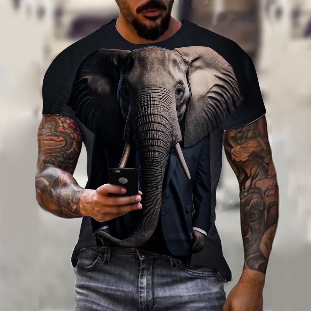 Мужская футболка с костюмом, летняя футболка с короткими рукавами и изображением животных, одежда большого размера с 3D принтом для собак, уличная повседневная футболка для мужчин, одежда