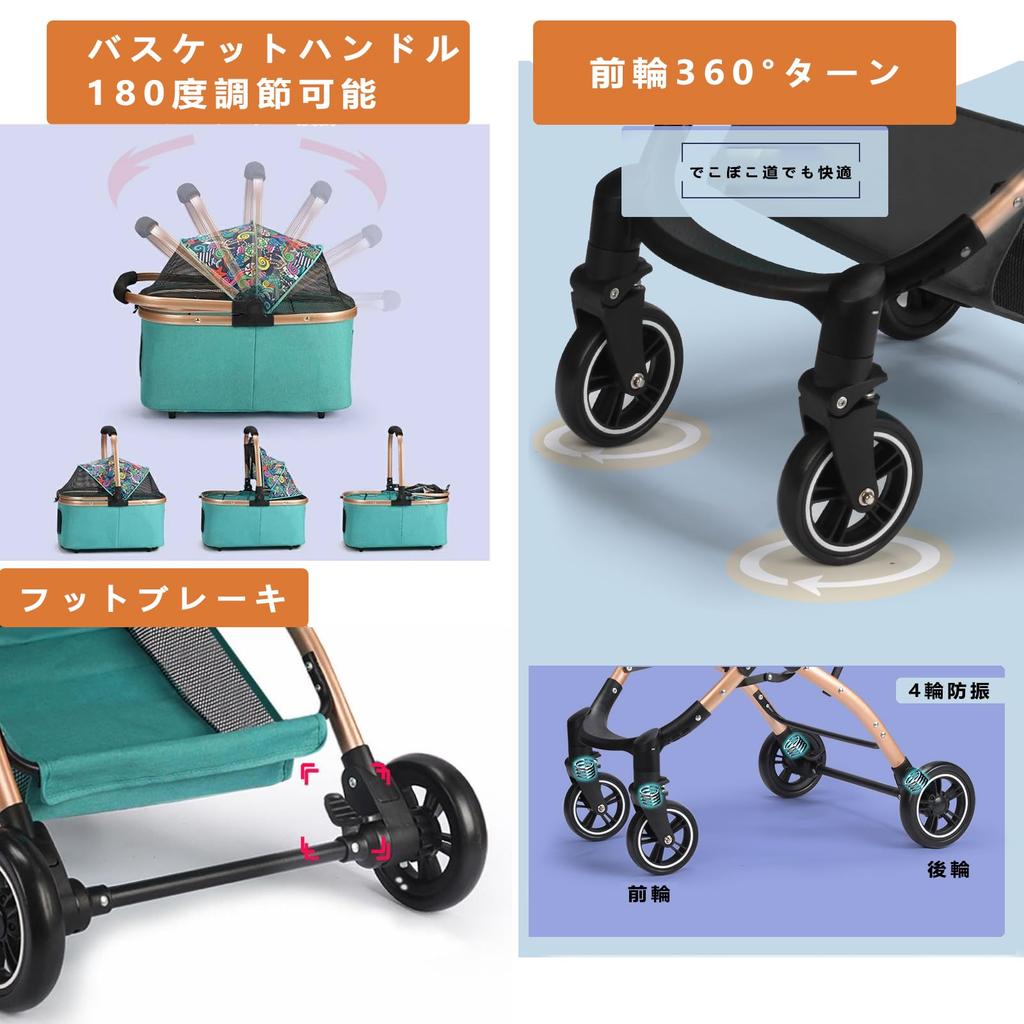 JZOOOZ Переноска для питомца с вращающейся передней частью, легко собирается, для собаки, легко хранить, для собаки, большая, большая грузоподъемность, для маленьких и средних, удобная для прогулок, тележка,