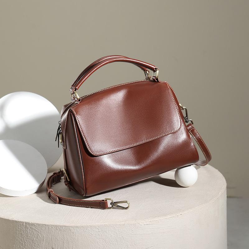 Genuine Leather Women's Bag Vintage Luxury Designer Women Shoulder Bag  Cowhide Handbags Versatile Crossbody Bags