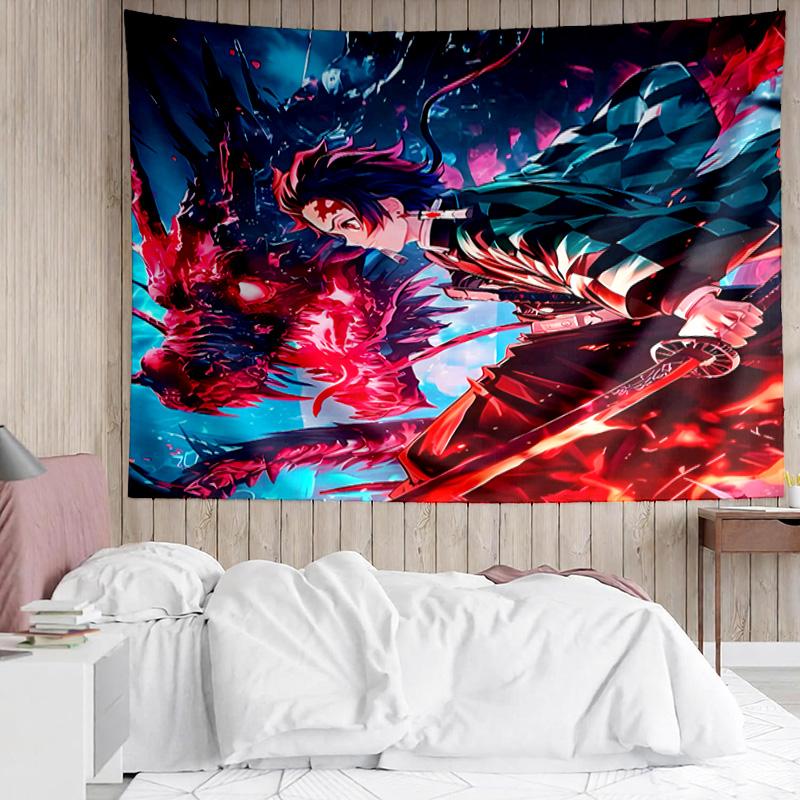 Demon Slayer Tanjiro Kamado Tapestry for Bedroom Aesthetic Classroom Tapestries Wall Hanging for Living Room Dorm Office,Ideal Creative Gift