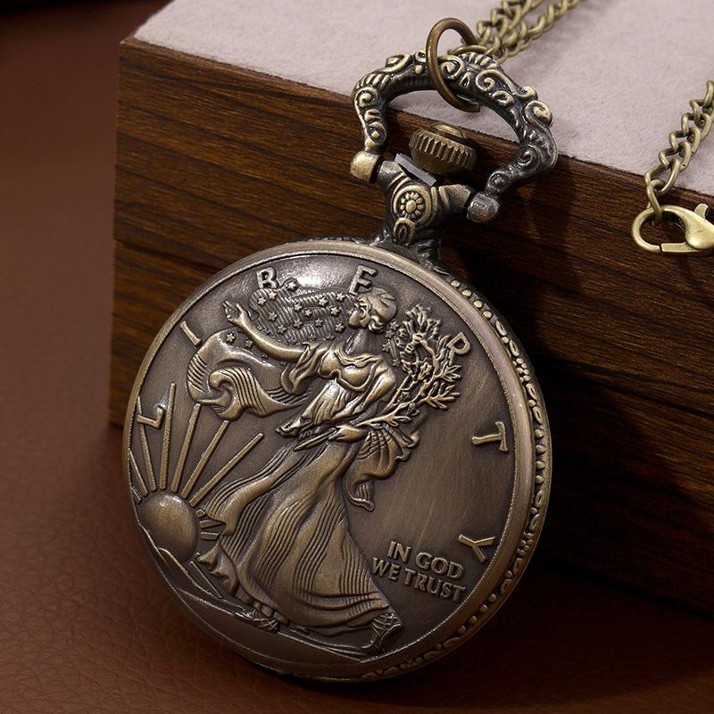 1 шт. Ретро модные бронзовые кварцевые карманные часы, сувенирный подарок для мужчин и женщин