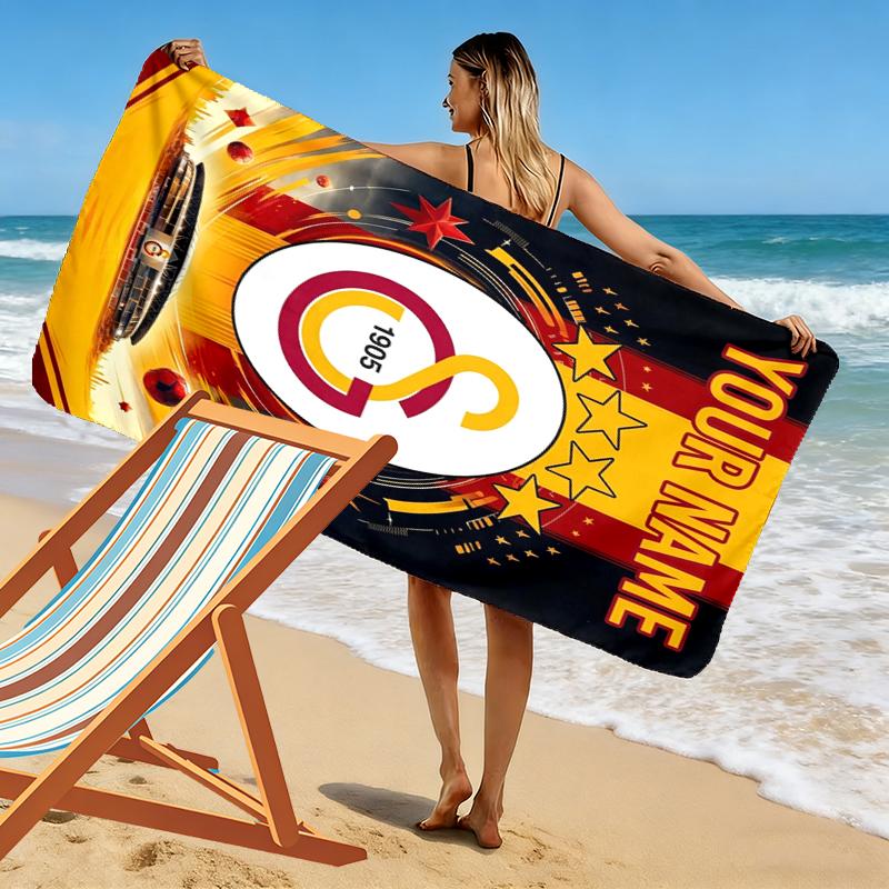 Custom Name Galatasaray Print Beach Towel, Large Soft Quick Dry Towel for Beach Camping Swimming