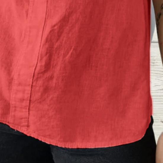 Women Vest Sleeveless Button Decoration Casual Tank Tops Solid Color Cotton Linen Lightweight Breathable Tops