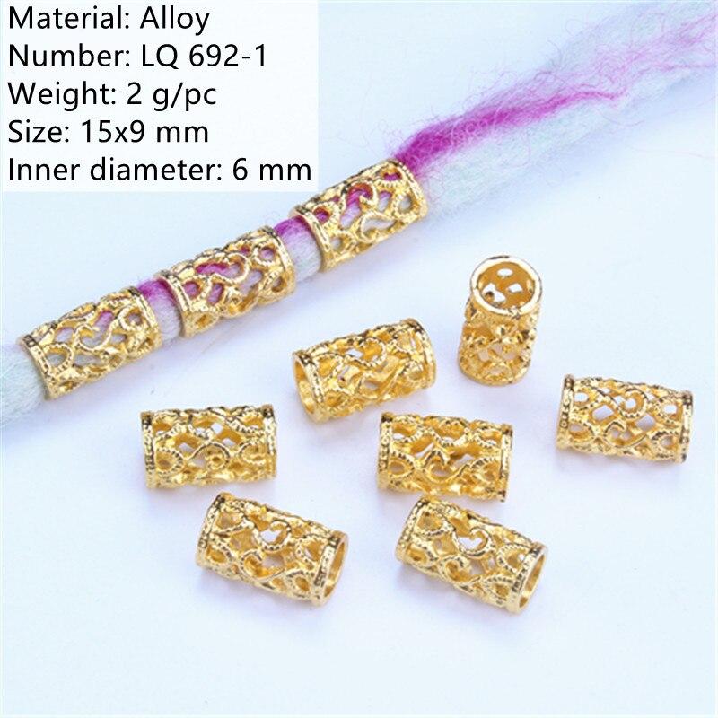 5pcs/bag Silver Metal Hair Rings Braid Dreadlocks Bead Hair Cuffs Dread Tube Charm Dreadlock for DIY Hair Accessaries