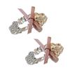 2pcs Multifunctional Bows Shaped Hairpin With Sparkling Rhinestones Lightweight Design Suitable For Various Outfits Pink