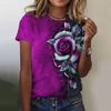 3d Roses Print Women's T Shirts Summer Fashion Short Sleeve Top Oversized Female Clothing Casual Girls Streetwear 2023 New Tees