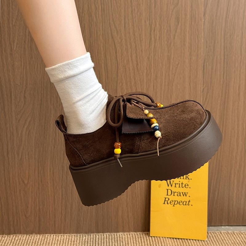 Модная шнуровка, платформа трайфл, одинарная обувь, женская 2025, новый британский стиль, лоферы на небольшой платформе