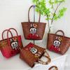 2025 New Handwoven Bag Vegetable Basket Cute Cartoon Large Capacity Handbag Commuter Tote Bag