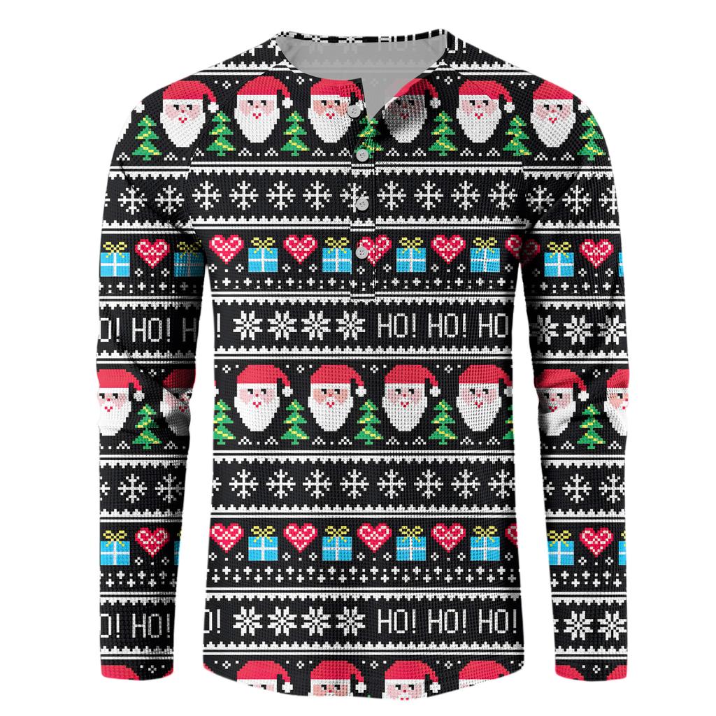 Мужской свободный повседневный топ с длинным рукавом и воротником на пуговицах