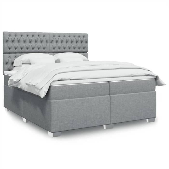 Maison Exclusive - Sommier à lattes de lit avec matelas Gris clair 200x200cm Tissu