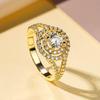Rrjzz Exquisite 14k Gold Plated Engagement Rings Halo Round Cut CZ Simulated Diamond Ring for Women Fashion Fine Jewelry Gifts