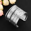 Women's Multilayer Metal Wires Strings Open Bangle Wide Cuff Bracelet