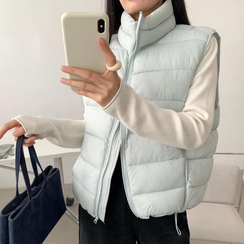 Winter new stand-up collar vest fashionable versatile ribs loose foreign style women's vest jacket