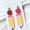 1 Pair Back To School Pencil Shaped Cute Earrings,  Personalized Earrings for Holiday Party Gift