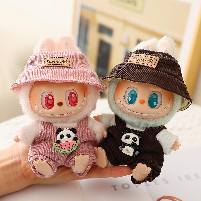 17см Кукла Лабубу второго поколения в слепой коробке, одежда: Милый комплект комбинезона для вечеринки