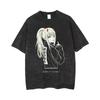 Hot Sale Anime Zero Two DARLING in The FRANXX Manga Graphic Print T-shirt Men Women Vintage Washed O-neck Cotton Loose Casual Oversized Summer New Tee