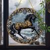 Horse Hanging Sign Round Acrylic Panel Sign 2D Flat Horse Sign Decorative Front Door Sign for Home Farmhouse Outdoor Indoor Decoration